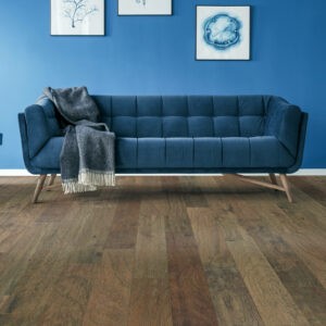 Blue sofa on Hardwood floor | Jack's Carpet & Tile